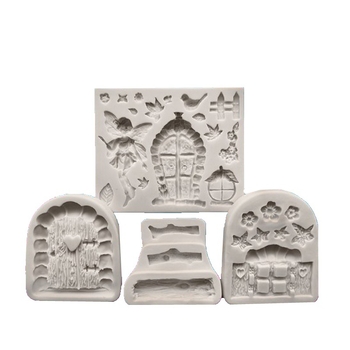 „European Castle House Collection“ šokoladinio angelo fėjos namelio sodo apverčiamo cukraus gipso silikoninių formų rinkinys