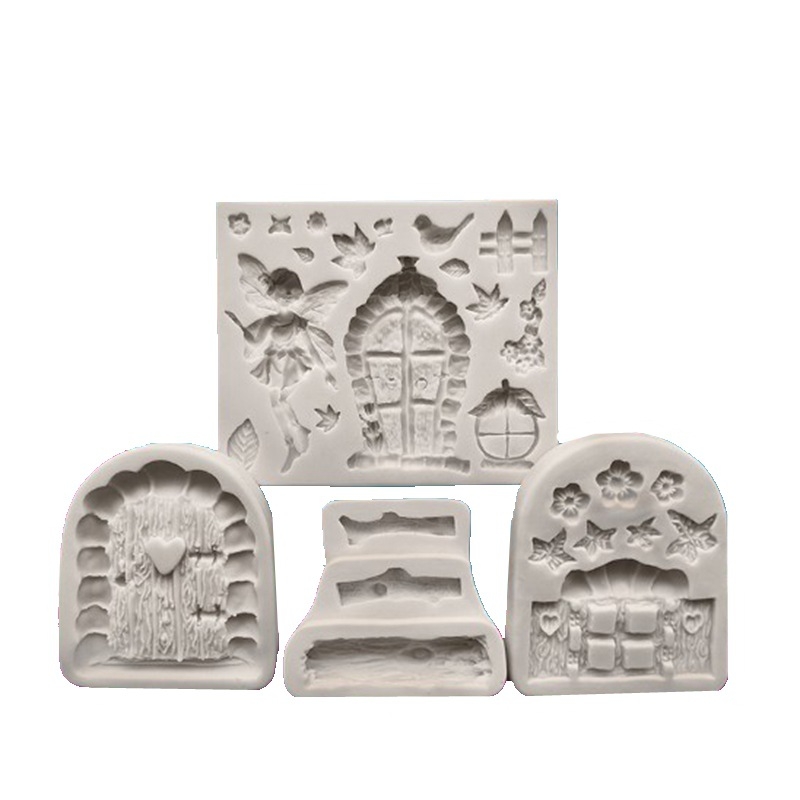 „European Castle House Collection“ šokoladinio angelo fėjos namelio sodo apverčiamo cukraus gipso silikoninių formų rinkinys