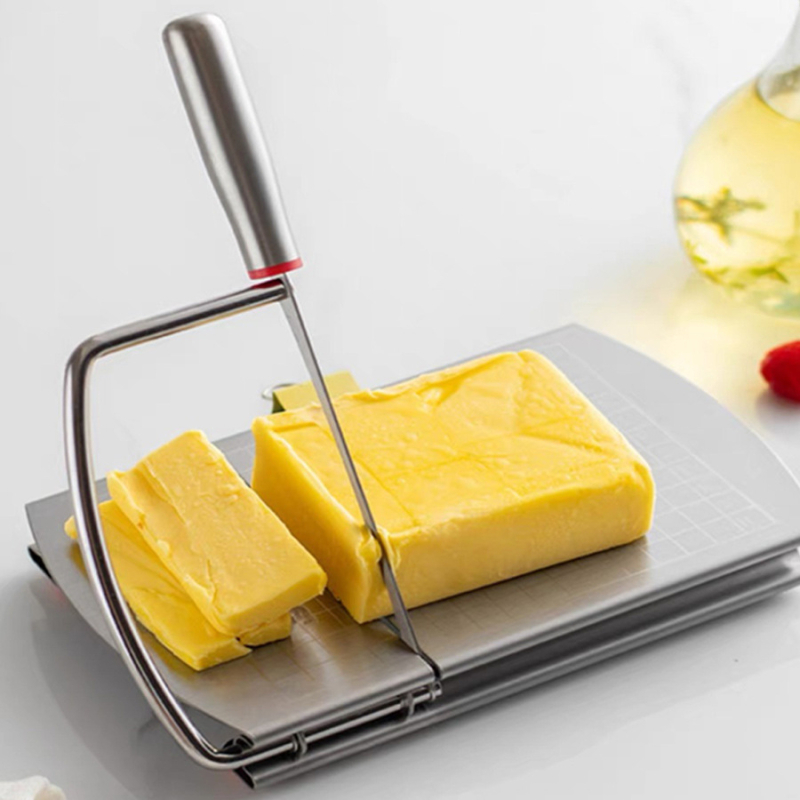 Krájač syra z nehrdzavejúcej ocele s váhou na kuchynské použitie, delič na syr a maslo, nástroj na pečenie na krájanie na kúsky