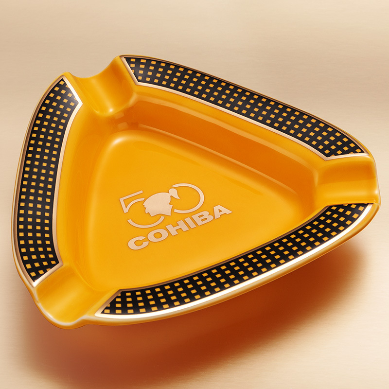 Cigarų peleninė, keraminė, didelio skersmens, 3 angų, europietiško stiliaus svetainės dekoracija, dovanų dėžutė, kubietiška peleninė