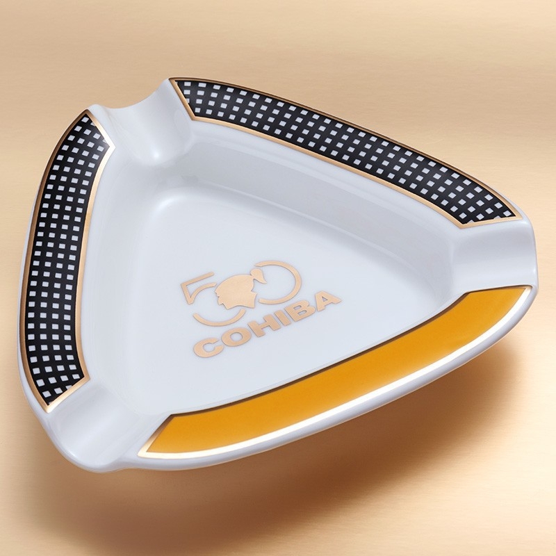 Cigarų peleninė, keraminė, didelio skersmens, 3 angų, europietiško stiliaus svetainės dekoracija, dovanų dėžutė, kubietiška peleninė