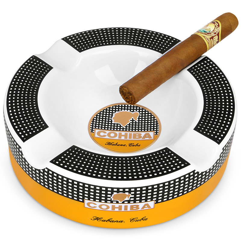 Cigāru pelnutrauks, keramikas, liels diametrs, 3 atveres, Eiropas stila viesistabas dekors, dāvanu kaste, kubiešu pelnutrauks