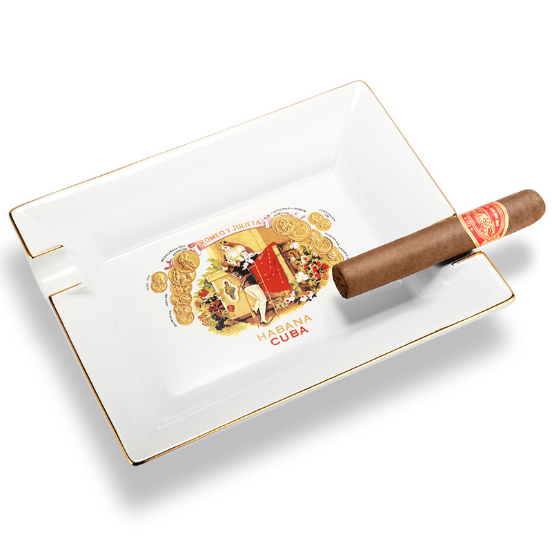 Cigāru pelnutrauks, keramikas, liels diametrs, 3 atveres, Eiropas stila viesistabas dekors, dāvanu kaste, kubiešu pelnutrauks