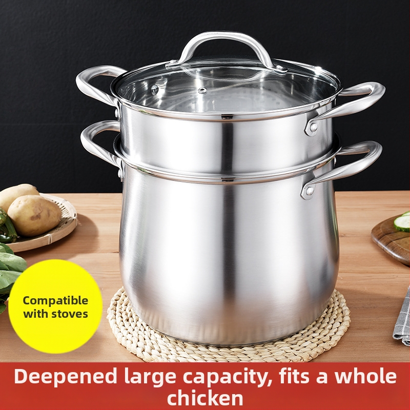 304 από ανοξείδωτο χάλυβα υψηλής κατσαρόλας σούπας με βαθύ τύμπανο μεγάλης χωρητικότητας, κατσαρόλα σούπας διπλού πυθμένα, ατμόλουτρο, κατσαρόλα σούπας για στιφάδο, δώρο κατσαρόλα