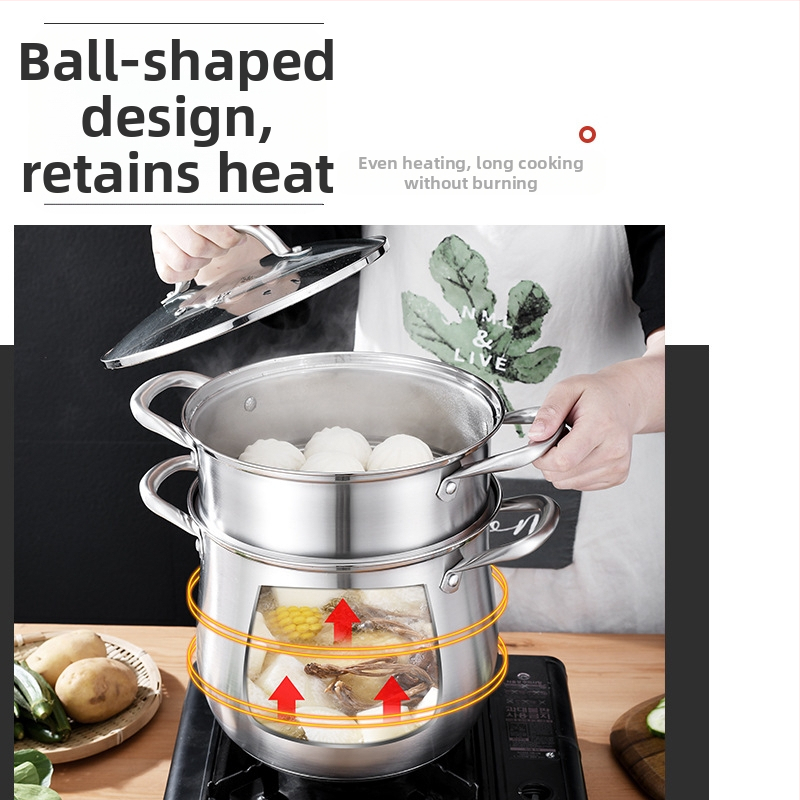 304 неръждаема стомана висока тенджера за супа, задълбочена, голям капацитет, барабанен тип, двойно дъно, тенджера за супа, тенджера за супа, тенджера за супа, тенджера за супа, подаръчна тенджера