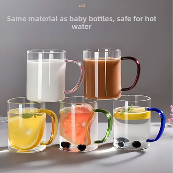 Κύπελλο από βοριοπυριτικό γυαλί με λαβή για οικιακή χρήση, ανθεκτικό στη θερμότητα, ανθεκτικό στη θερμότητα, γυναικείο κοστούμι πράσινου τσαγιού για τους επισκέπτες