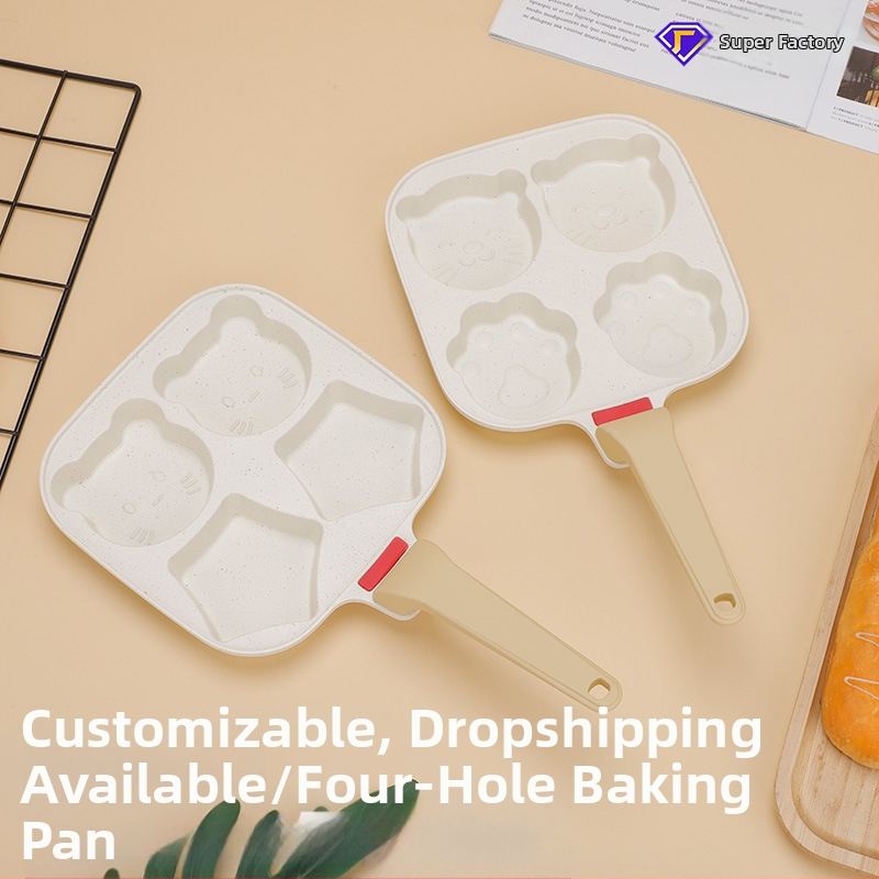 Piiriülene majapidamises kasutatav multifunktsionaalne laste koomiksiga nelja auguga munapann mittenakkuva Maifan kivipanni praepann burgeripott