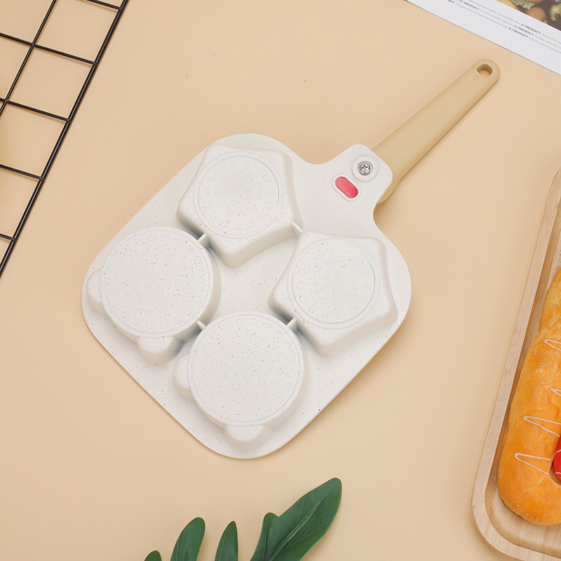 Tarpvalstybinė buitinė daugiafunkcinė vaikų animacinė keturių skylučių kiaušinių keptuvė neprideganti „Maifan“ akmens keptuvė mėsainių puodas