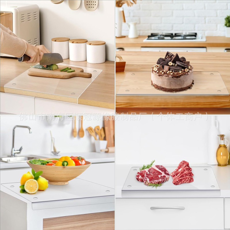 Skaidri akrilinė pjaustymo lentelė, virtuvės pjaustymo lentelė, vaisių ir daržovių pjaustymo lentelė, virto maisto pjaustymo lentelė, duonos pjaustymo lentelė, stalviršio pjaustymo lentelė