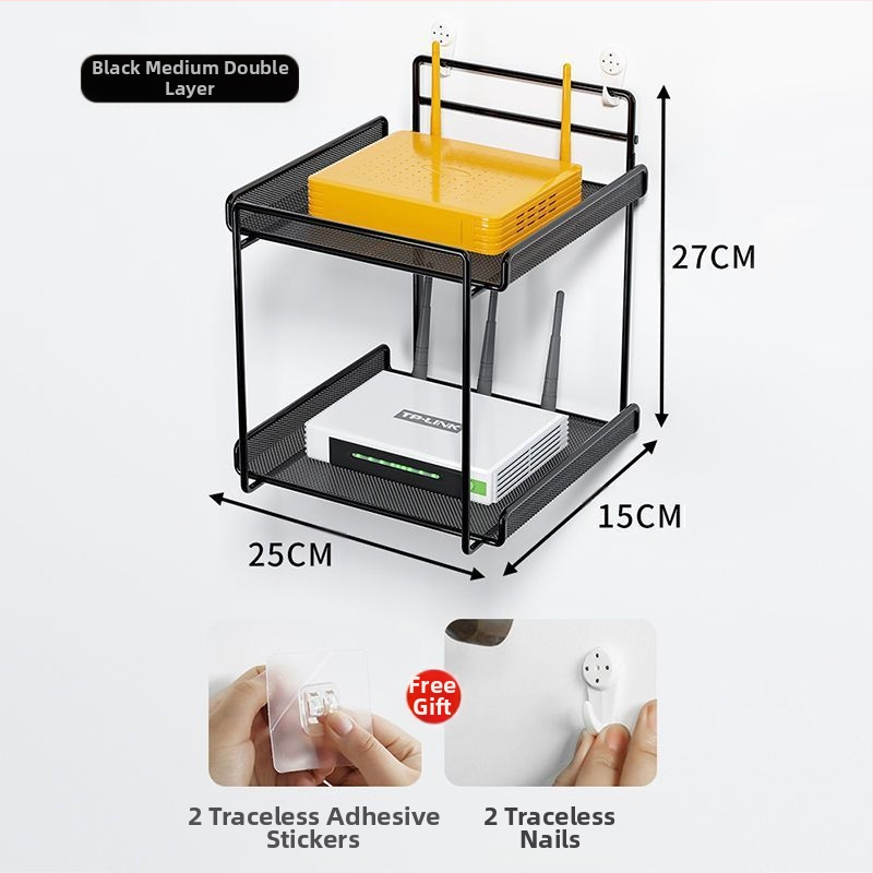 Router tárolóállvány, TV set-top box tárolóállvány, fali konzol, lyukmentes fali konzol, wifi tárolódoboz konzol