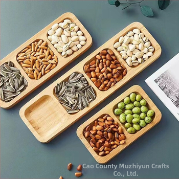 Japoniška medinė džiovintų vaisių lėkštė, užkandžių dėžutė, pagardų padažo indas, bambuko skyreliais užkandžiai, džiovintų vaisių dėžutės papuošalai