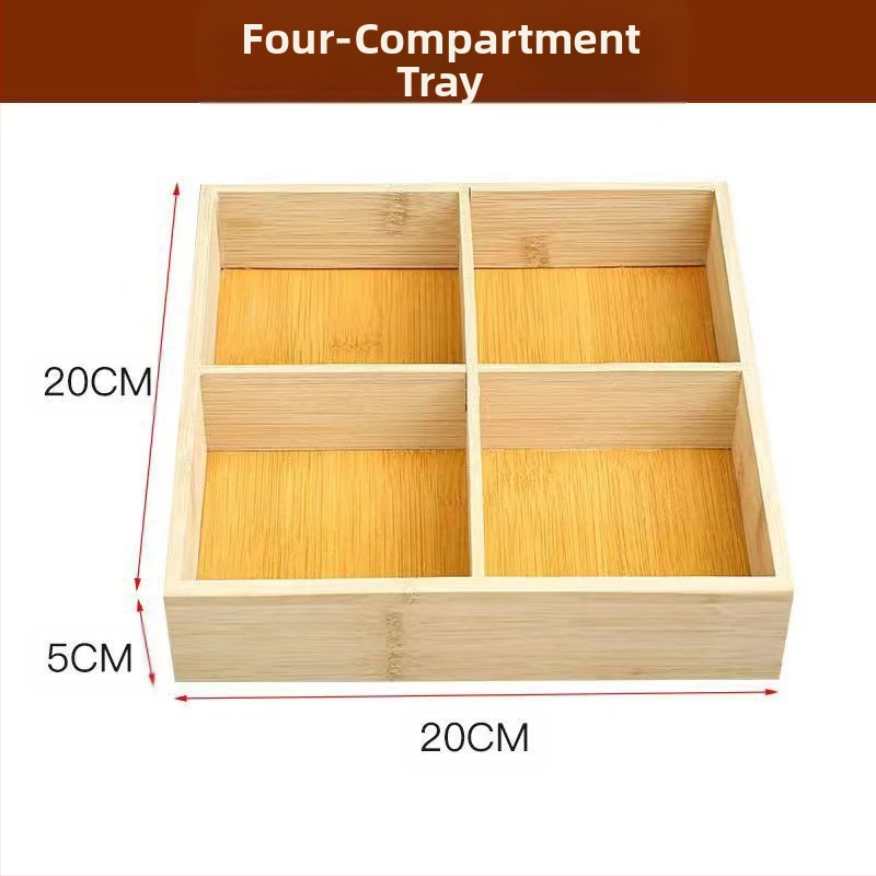 Japoniška medinė džiovintų vaisių lėkštė, užkandžių dėžutė, pagardų padažo indas, bambuko skyreliais užkandžiai, džiovintų vaisių dėžutės papuošalai