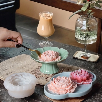 Misong Guofeng Καλούπι Σιλικόνης για Κέικ με Μους Παιώνιας, Εργαλείο Τρίψιμο Σιλικόνης για Κέικ με Ζελέ Λουλουδιών Ιβίσκου