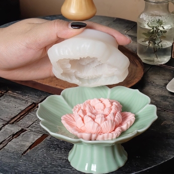 Misong Guofeng Καλούπι Σιλικόνης για Κέικ με Μους Παιώνιας, Εργαλείο Τρίψιμο Σιλικόνης για Κέικ με Ζελέ Λουλουδιών Ιβίσκου