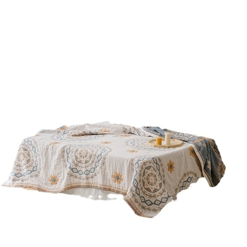 Pătură de vară cu patru straturi de tifon, pătură răcoroasă, bumbac pur, îngroșat, extra mare, cu aer condiționat, lavabilă la mașină, husă de canapea, pătură