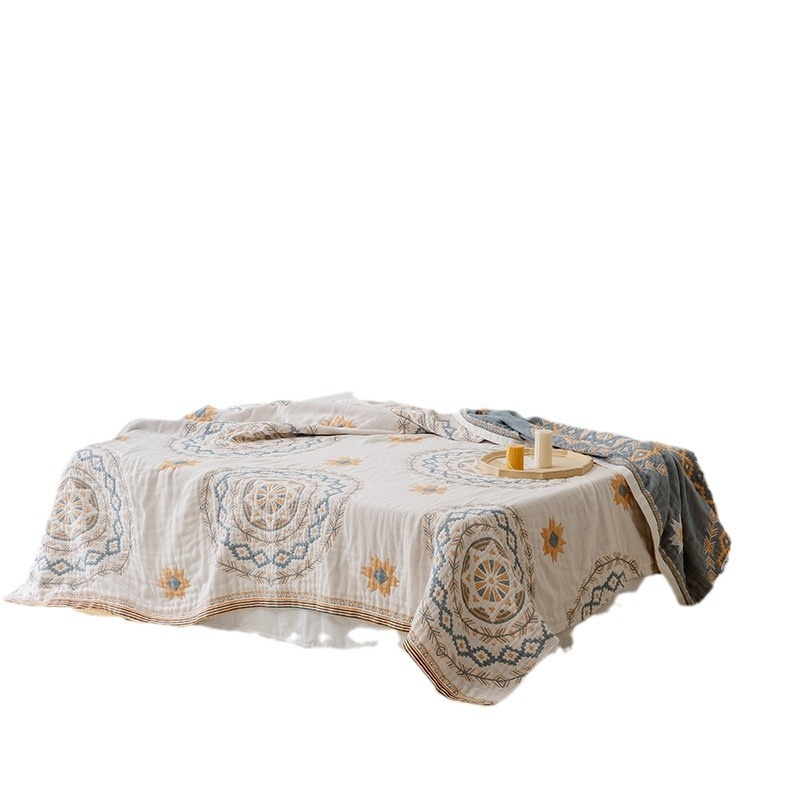 Pătură de vară cu patru straturi de tifon, pătură răcoroasă, bumbac pur, îngroșat, extra mare, cu aer condiționat, lavabilă la mașină, husă de canapea, pătură