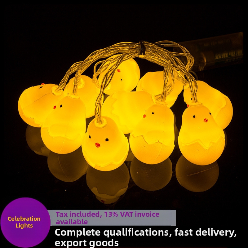 Karščiausia „Amazon“ velykinė kiaušinio lukšto viščiuko šviesos girlianda, anties formos vaikų kambario dekoracija, mirksintis žibintas, šventinė dekoracija
