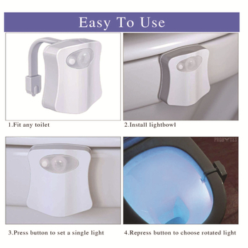 Piiriülene populaarne 8-värviline 16-värviline LED-lamp, tualett-anduriga lamp, rippuv inimkeha tualett-anduriga tualett-istme lamp, loominguline L