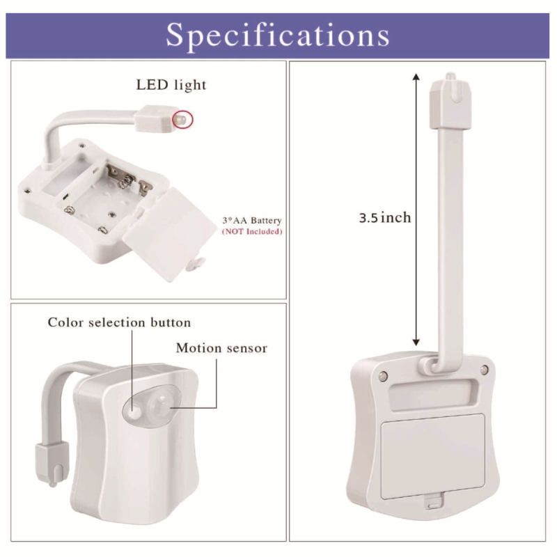 Piiriülene populaarne 8-värviline 16-värviline LED-lamp, tualett-anduriga lamp, rippuv inimkeha tualett-anduriga tualett-istme lamp, loominguline L