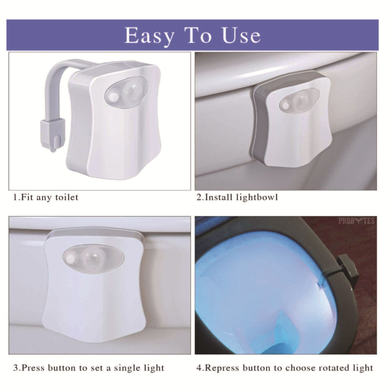 Piiriülene populaarne 8-värviline 16-värviline LED-lamp, tualett-anduriga lamp, rippuv inimkeha tualett-anduriga tualett-istme lamp, loominguline L