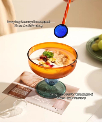 Hulgimüük majapidamises värvilisest klaasist magustoidukauss puuviljataldrik jäätisesalati kauss