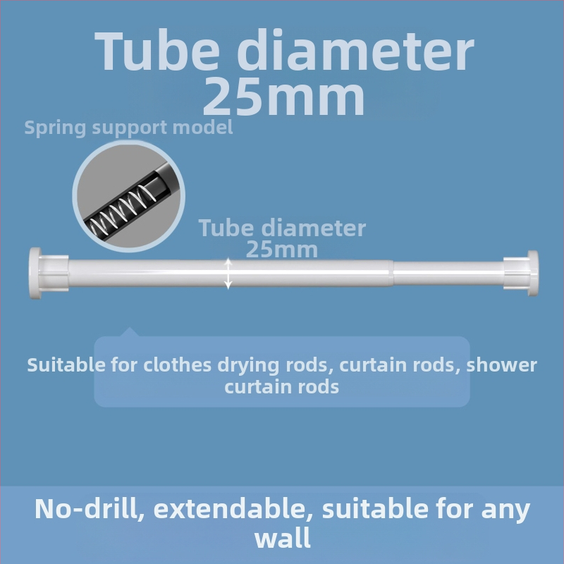 Teleskopinis strypas be gręžimo. Nereikia montuoti drabužių strypo, spintos atramos strypo, miegamojo lango užuolaidų strypo, dušo užuolaidų strypo, durų užuolaidų, spintos atramos strypo.