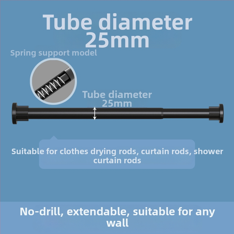 Teleskopinis strypas be gręžimo. Nereikia montuoti drabužių strypo, spintos atramos strypo, miegamojo lango užuolaidų strypo, dušo užuolaidų strypo, durų užuolaidų, spintos atramos strypo.