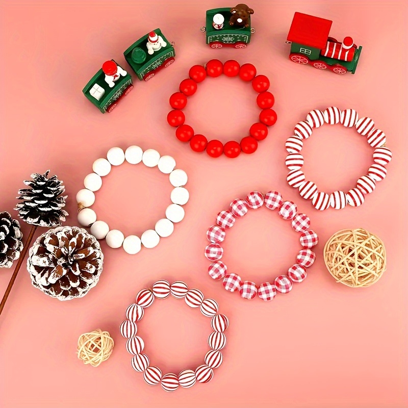 Valentinipäeva roosad helmed, arbuusimuster, puuhelmed, isetehtud kanepiköis, puuhelmed, nöörimaterjal