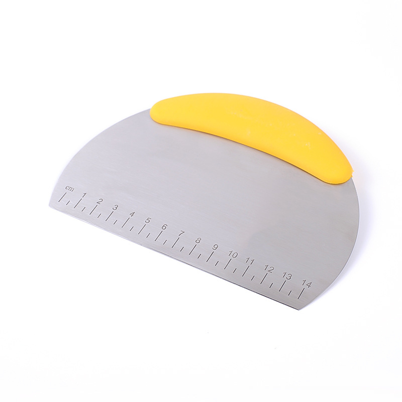 Racletă semicirculară din oțel inoxidabil cu tăietor de scală, din oțel inoxidabil, pentru copt prăjituri și făină