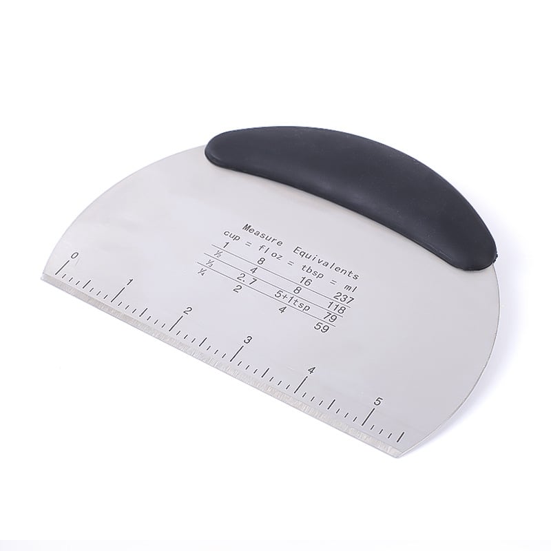 Racletă semicirculară din oțel inoxidabil cu tăietor de scală, din oțel inoxidabil, pentru copt prăjituri și făină