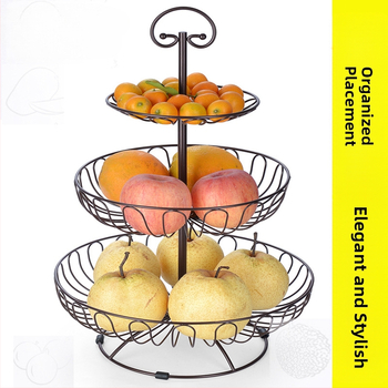 Кошница с плодове на едро, креативна всекидневна, европейски стил, домакинска масичка за кафе, трислойна стойка за закуски, популярна в интернет, голяма многослойна за съхранение