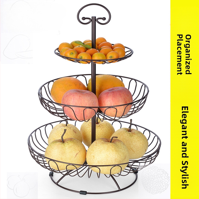 Кошница с плодове на едро, креативна всекидневна, европейски стил, домакинска масичка за кафе, трислойна стойка за закуски, популярна в интернет, голяма многослойна за съхранение