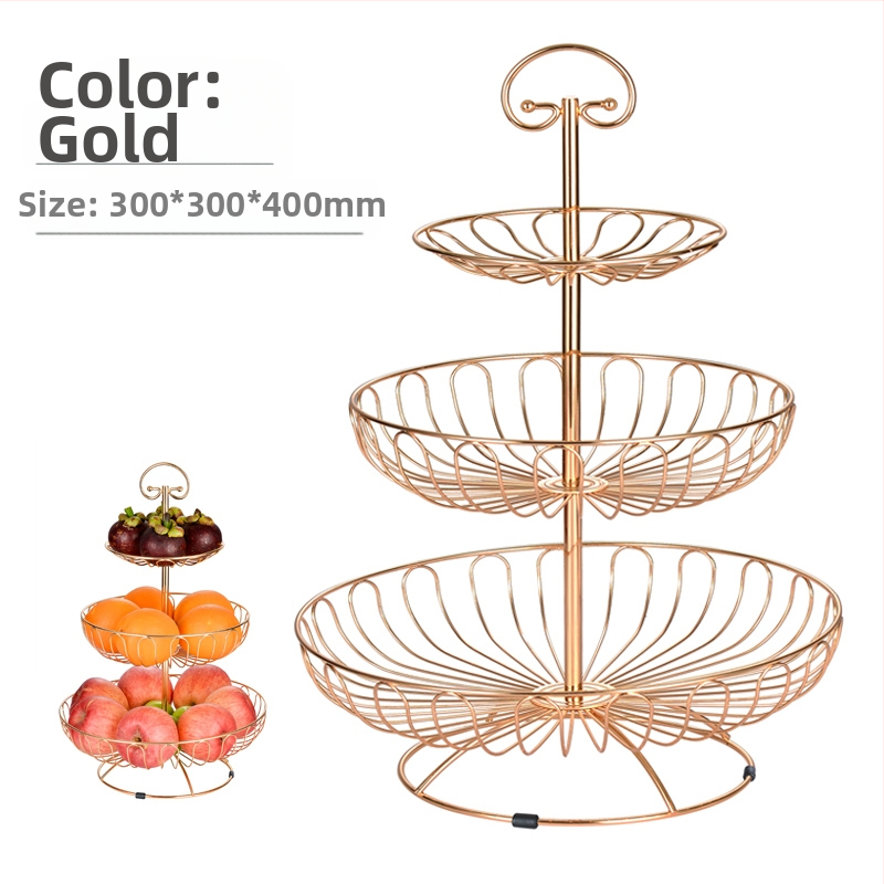 Кошница с плодове на едро, креативна всекидневна, европейски стил, домакинска масичка за кафе, трислойна стойка за закуски, популярна в интернет, голяма многослойна за съхранение