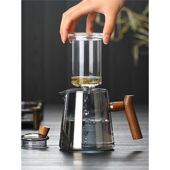 Γυάλινη τσαγιέρα, τσάι, οικιακό σετ τσαγιού λουλουδιών, τσάι Kung Fu, σετ τσαγιού υψηλής αντοχής σε υψηλή θερμοκρασία, διαχωρισμός νερού τσαγιού, μόνο ένα