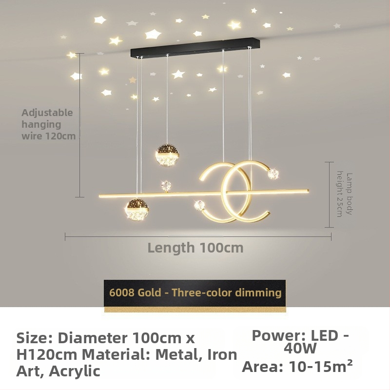 Restorani lühter tähistaevaga topelt C baarilauavalgusti luksuslik põhjamaine disainer söögilaua lühter LED küberkuulsuste projektsioon