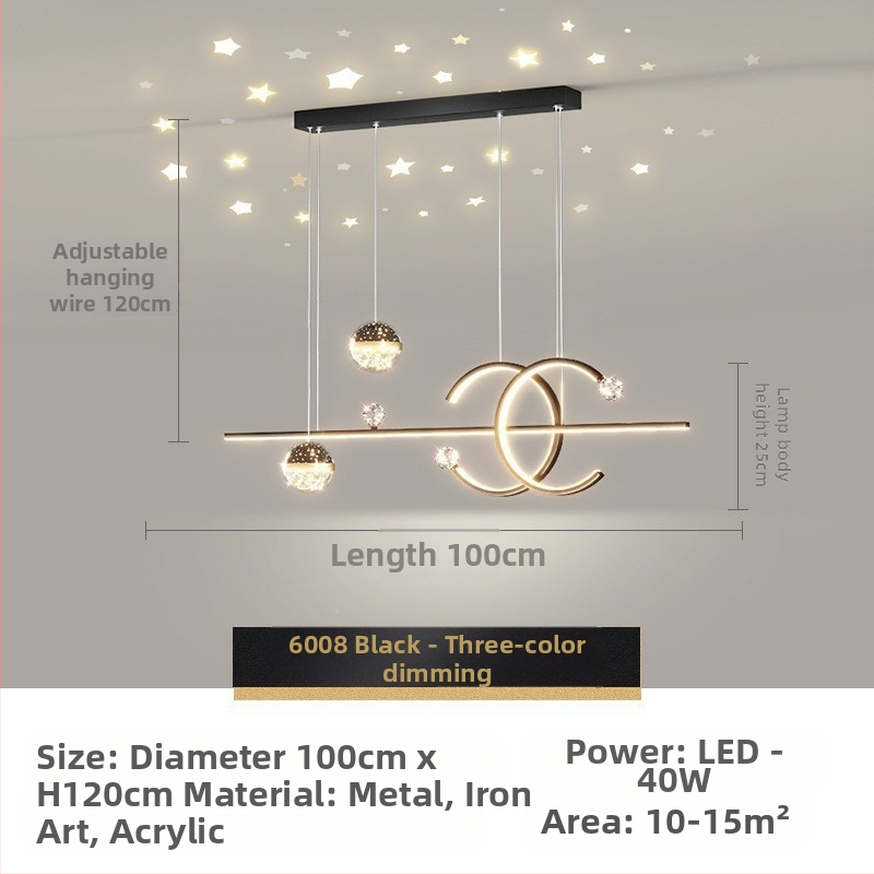 Restorani lühter tähistaevaga topelt C baarilauavalgusti luksuslik põhjamaine disainer söögilaua lühter LED küberkuulsuste projektsioon