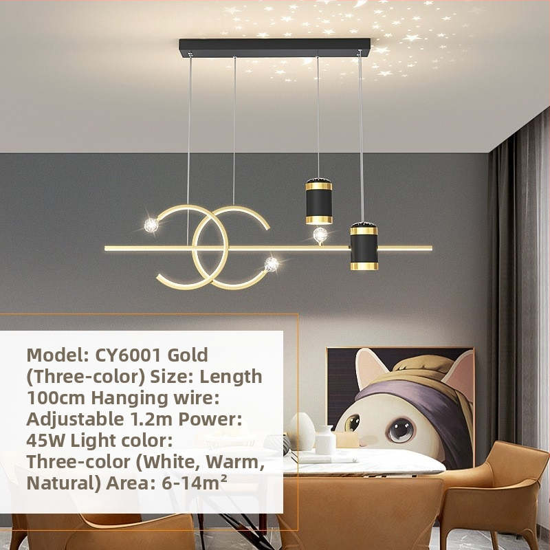 Restorani lühter tähistaevaga topelt C baarilauavalgusti luksuslik põhjamaine disainer söögilaua lühter LED küberkuulsuste projektsioon