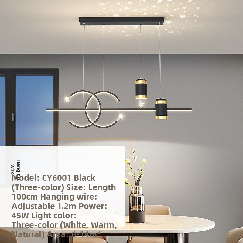 Restorani lühter tähistaevaga topelt C baarilauavalgusti luksuslik põhjamaine disainer söögilaua lühter LED küberkuulsuste projektsioon