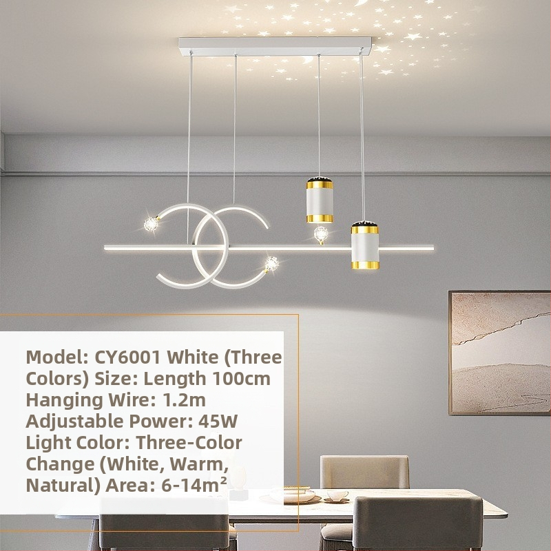 Restorani lühter tähistaevaga topelt C baarilauavalgusti luksuslik põhjamaine disainer söögilaua lühter LED küberkuulsuste projektsioon