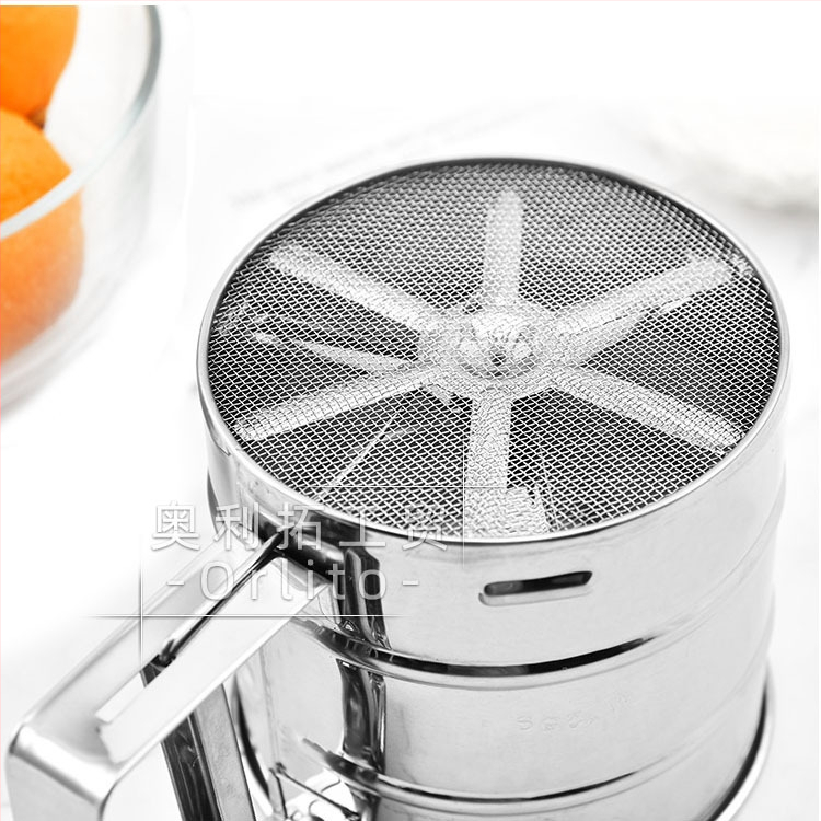 Фабрично полуавтоматично ръчно сито за брашно от неръждаема стомана, супер фино сито за захар на прах, сито за печене, инструменти за сито