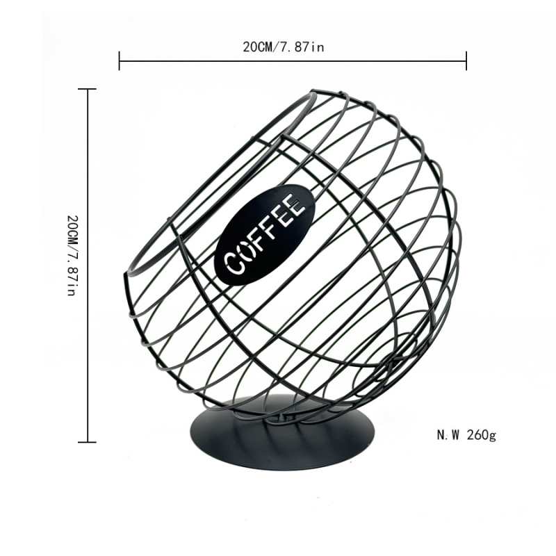 Gamyklinis tarpvalstybinis tiesioginis pardavimas, pasviręs kavos kapsulės geležies laikymo krepšelis, darbalaukio papuošalai, meliono ir vaisių krepšelis.