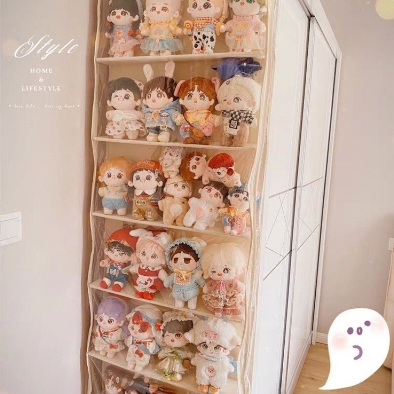 Geantă de depozitare pentru păpuși, geantă de pluș pentru păpuși, geantă pentru păpuși, ușă din spate, perete superior, dulap lateral, rezistent la umiditate și praf, depozitare