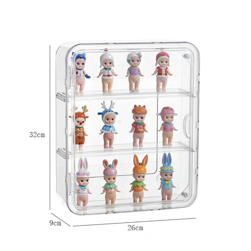 Vakdobozos tároló állvány Bubble Mate babakiállító doboz Átlátszó porálló hintaszekrény Lego kézi tárolódoboz