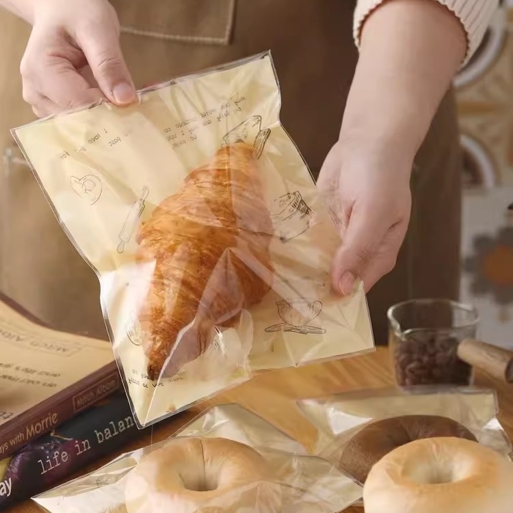 Pungă de ambalare a pâinii, pungă autoadezivă pentru biscuiți, pungă de copt pentru pâine prăjită, coajă de fructe, pungă europeană pentru gogoși, pungă mică autoadezivă pentru deserturi transparente