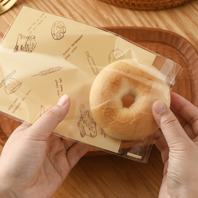 Pungă de ambalare a pâinii, pungă autoadezivă pentru biscuiți, pungă de copt pentru pâine prăjită, coajă de fructe, pungă europeană pentru gogoși, pungă mică autoadezivă pentru deserturi transparente