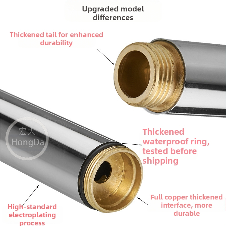 Душова глава от изцяло мед, ръчен душ под налягане, цилиндричен ръчен душ, изцяло меден ръчен душ под налягане