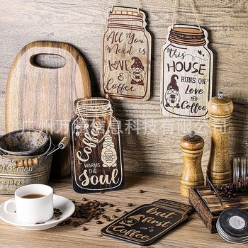 Tarpvalstybinis 2 vintažinio stiliaus klasikinis medinis kavos raidės logotipas namų virtuvės dekoravimui kaimiško stiliaus medinis sąrašas