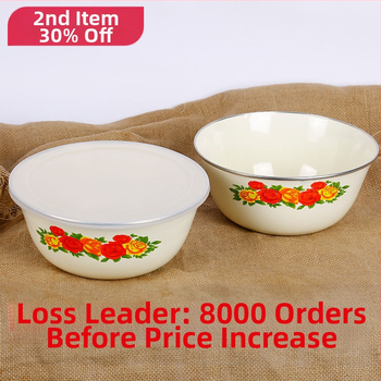 Μεγάλο μπολ ανάμειξης από σμάλτο λίρδας με καπάκι, δοχείο διατήρησης φρεσκάδας, μπολ στιγμιαίας σούπας, μπολ λαχανικών και φρουτοσαλάτας, κατασκευαστές