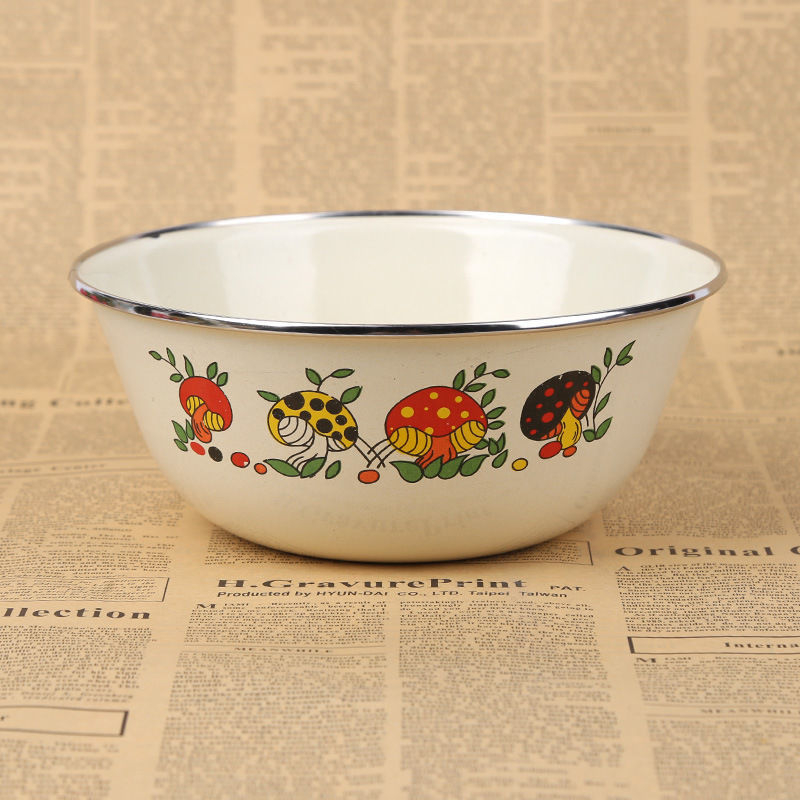 Голяма купа за смесване с капак, емайлирана купа, кутия за съхранение на свежи продукти, купа за инстантни юфка, тенджера, купа за супа, производители на зеленчукови и плодови салати