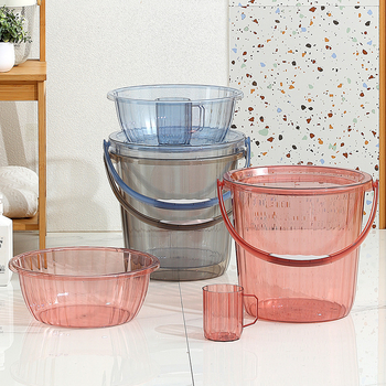 Studentų bendrabučio plastikinis kibiras, pagilintas, sutirštintas, didelis nešiojamas kibiras, buitinis PET skaidrus skalbinių kibiras, didmeninė prekyba, nėra